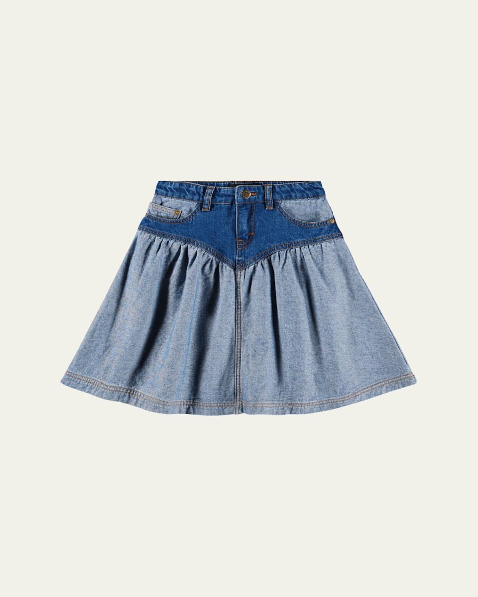 Girl's Becca Two-Tone Denim Mini Skirt, Size 7-16